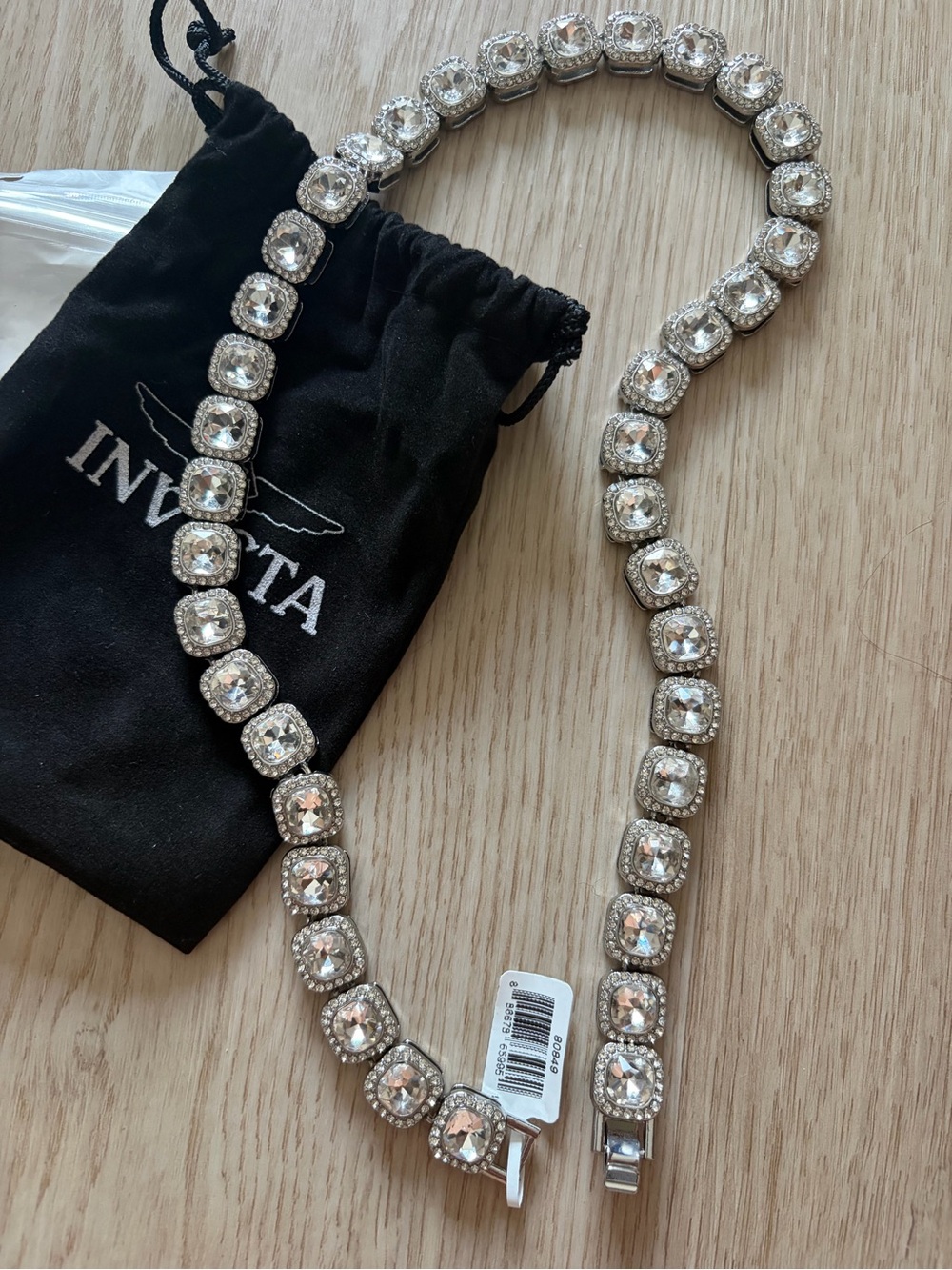 Invicta Silver men’s elements iced out Cuban chain necklace